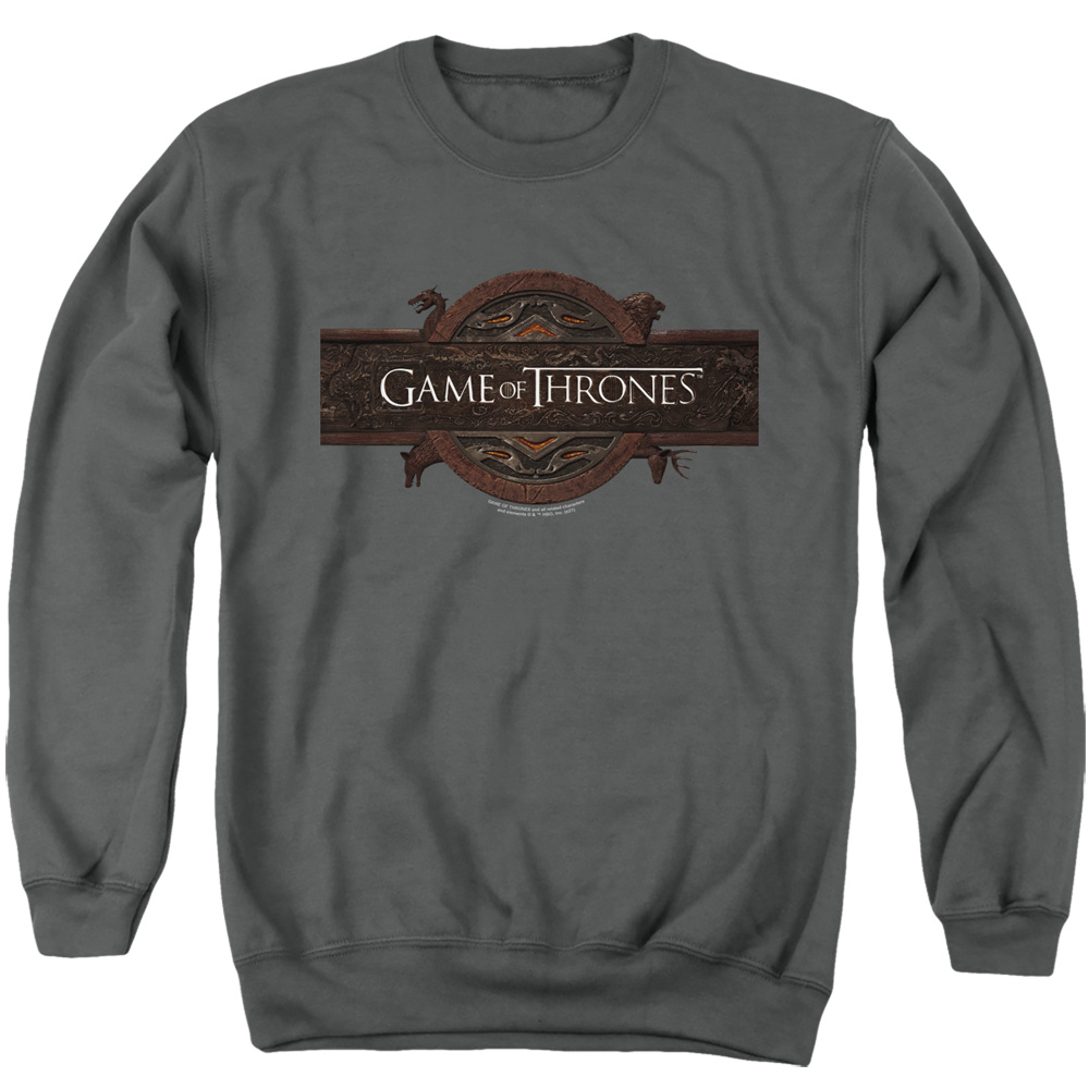 GOT220-AS-5 Game of Thrones Title Sequence Logo Adult Crewneck Sweatshirt, Charcoal - 2X