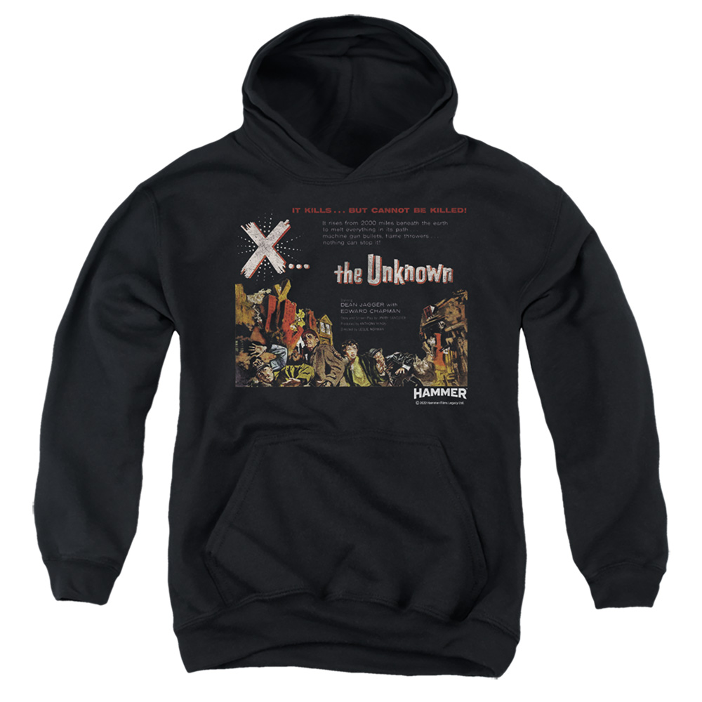 HHOH10028-YFTH-2 Hammer House of Horror The Unknown Youth Hooded Sweatshirt, Black - Medium