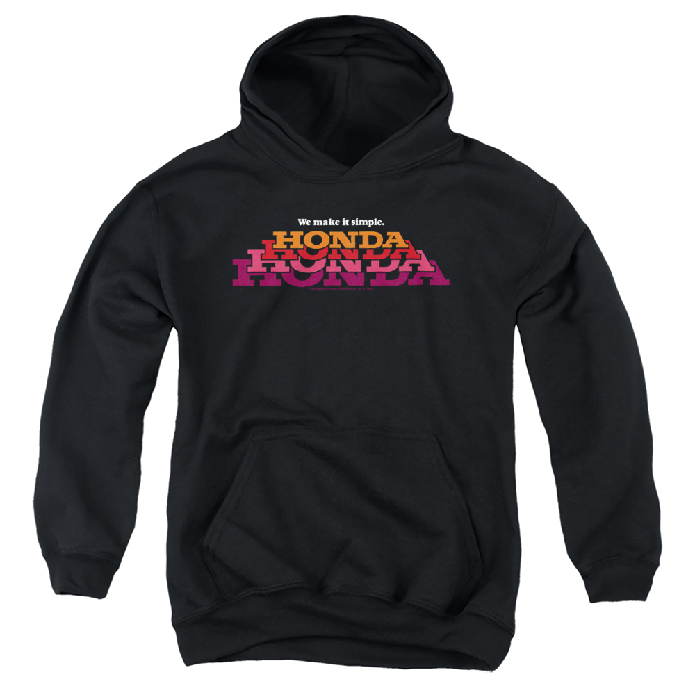 HNDA132-YFTH-2 Honda Make it Simple Logo Youth Hooded Sweatshirt, Black - Medium