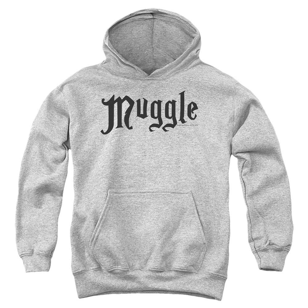HP1002D-YFTH-3 Harry Potter Muggle Youth Hooded Sweatshirt, Athletic Heather - Large