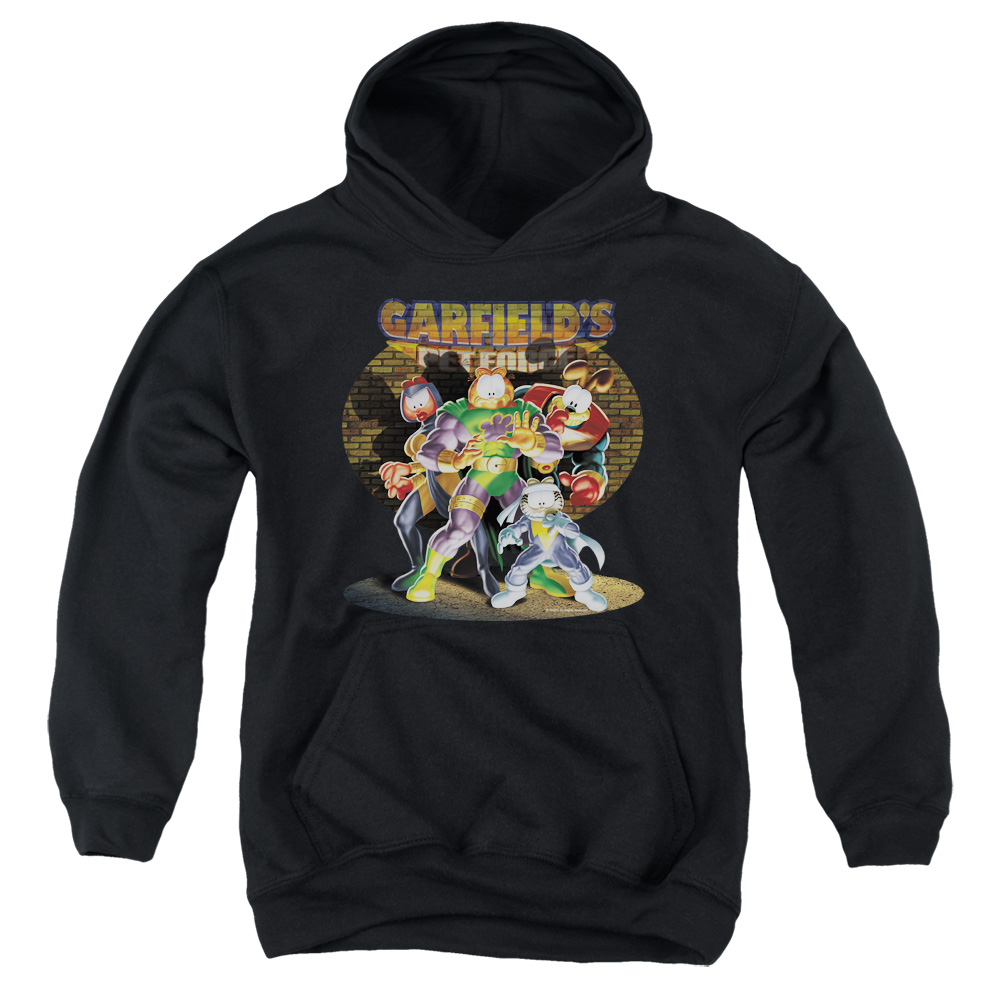 GAR432-YFTH-2 Garfield Spotlight Youth Hooded Sweatshirt, Black - Medium
