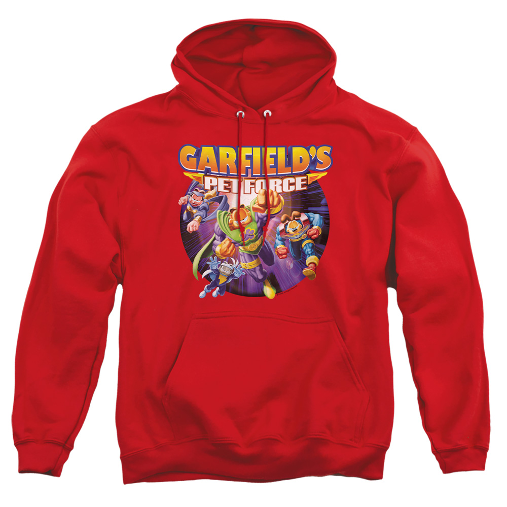 GAR440-AFTH-5 Garfield Pet Force Four Adult Pullover Hoodie, Red - 2X