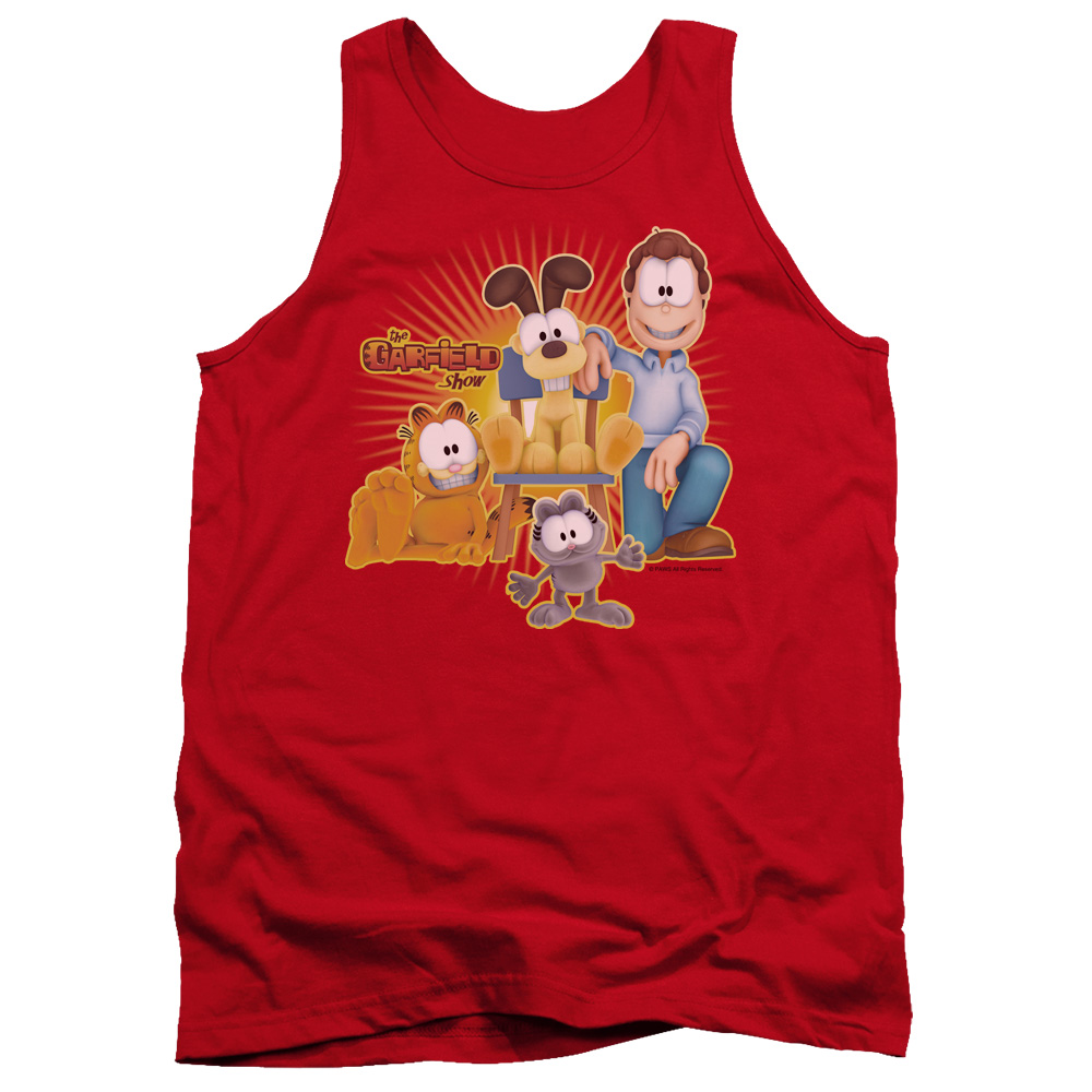 GAR452-TK-2 Garfield Say Cheese Adult Tank Top, Red - Medium