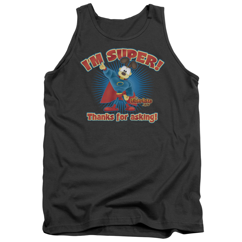 GAR464-TK-4 Garfield Super Adult Tank Top, Charcoal - Extra Large