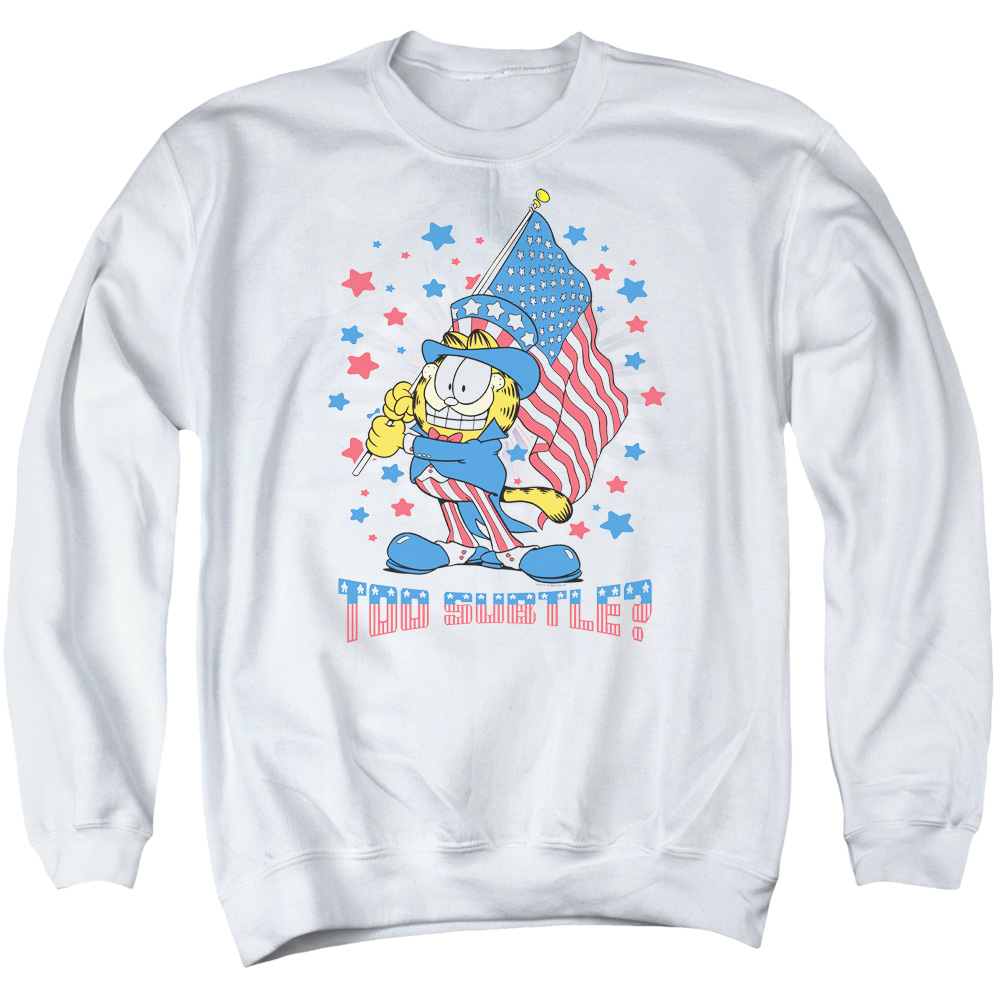 GAR484-AS-2 Garfield Subtle Adult Crewneck Sweatshirt, White - Medium