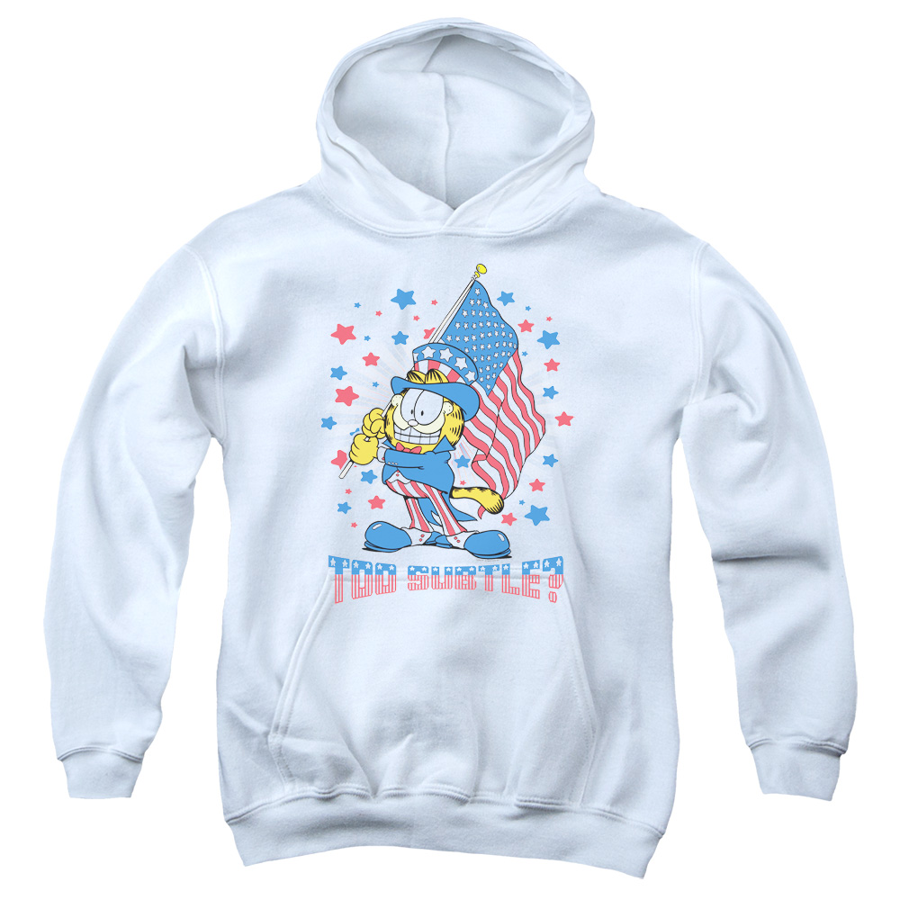 GAR484-YFTH-4 Garfield Subtle Youth Hooded Sweatshirt, White - Extra Large
