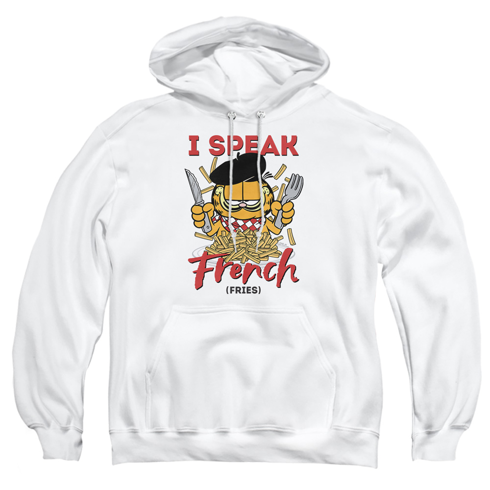 GAR569-AFTH-2 Garfield Speaking Love Adult Pullover Hoodie, White - Medium