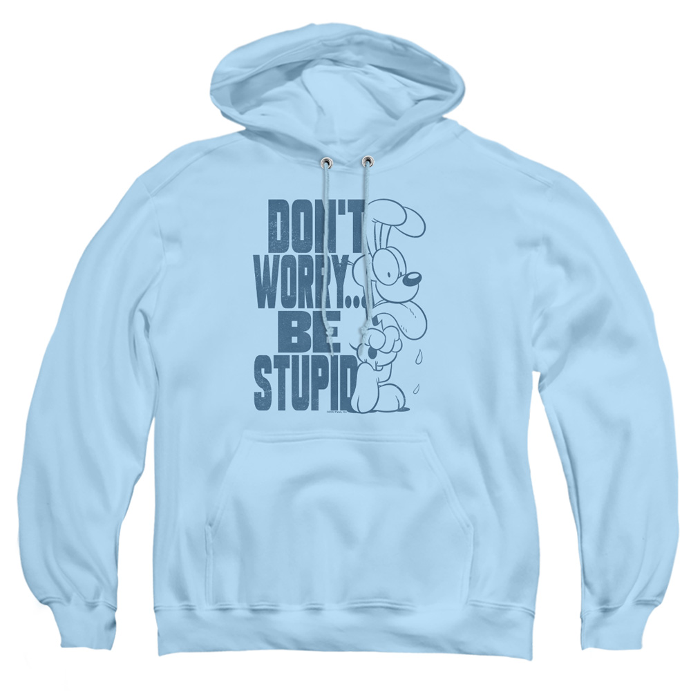 GAR718-AFTH-5 Garfield Dont Worry Adult Pullover Hoodie, Light Blue - 2X
