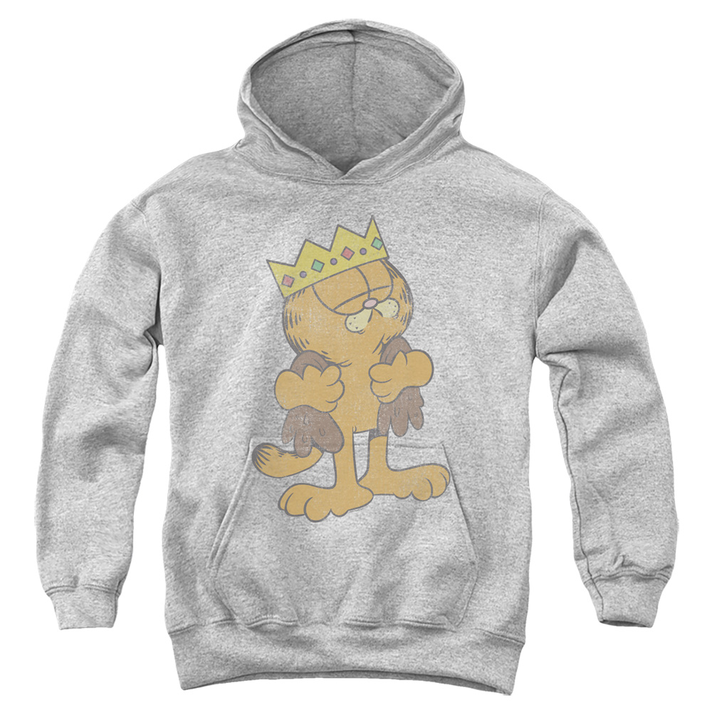 GAR719-YFTH-2 Garfield King Youth Hooded Sweatshirt, Athletic Heather - Medium