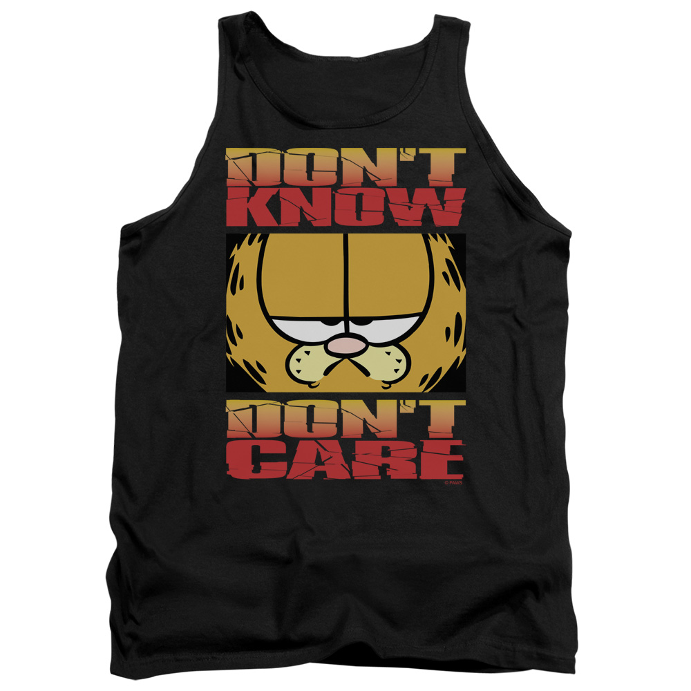 GAR132-TK-2 Garfield Dont Know Dont Care Adult Tank Top, Black - Medium