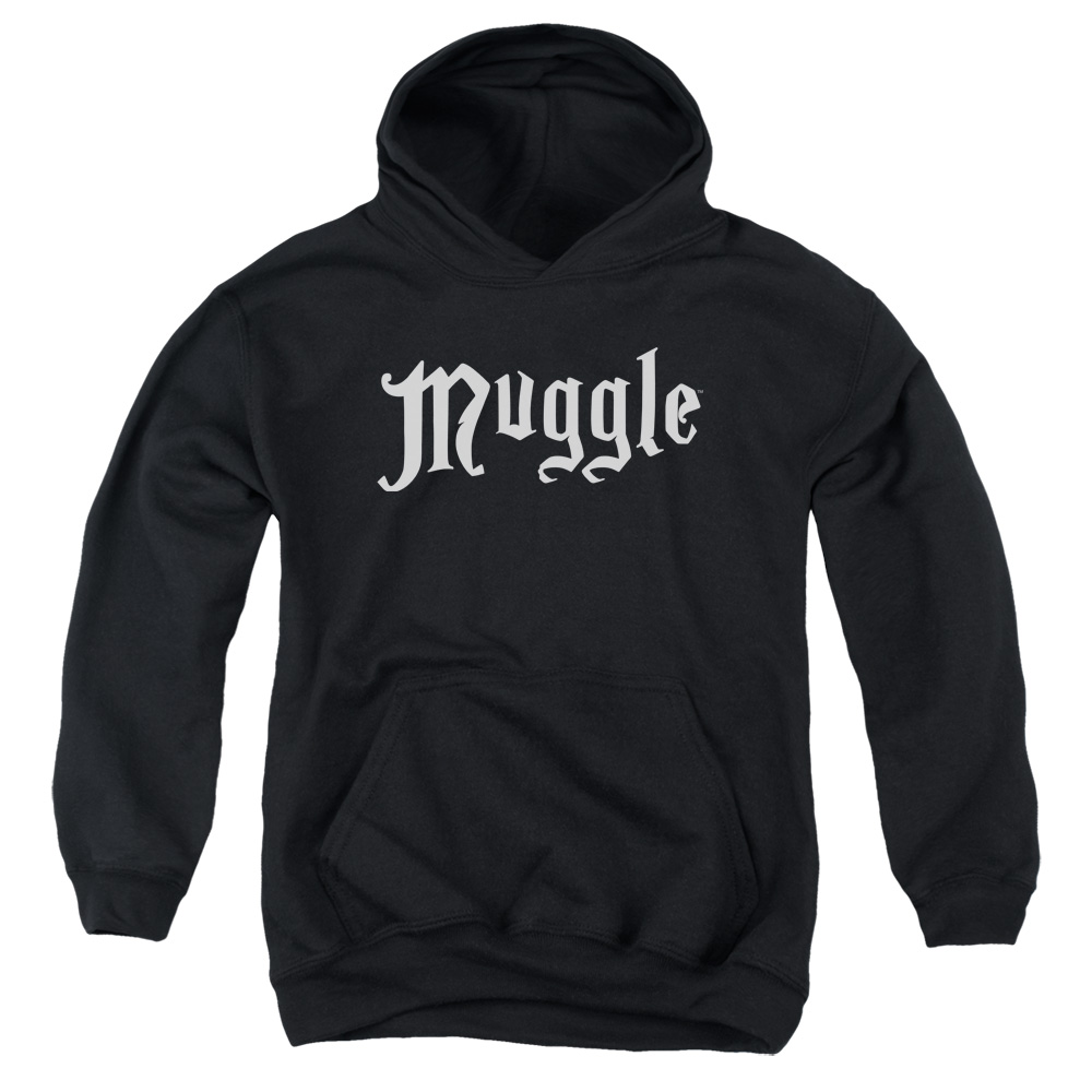 HP1002B-YFTH-1 Harry Potter Muggle Youth Hooded Sweatshirt, Black - Small