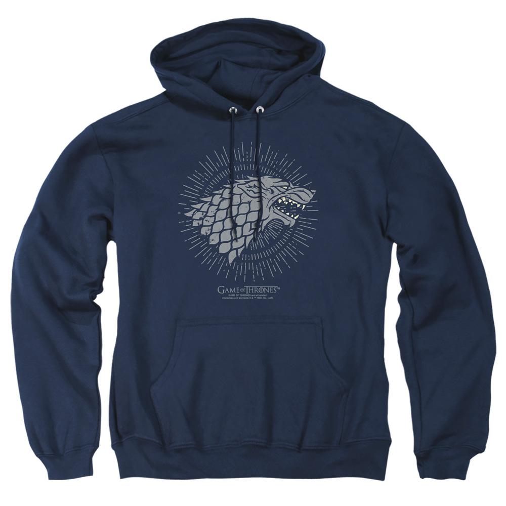 GOT211-AFTH-6 Game of Thrones Stark Burst Sigils Adult Pullover Hoodie, Navy - 3X