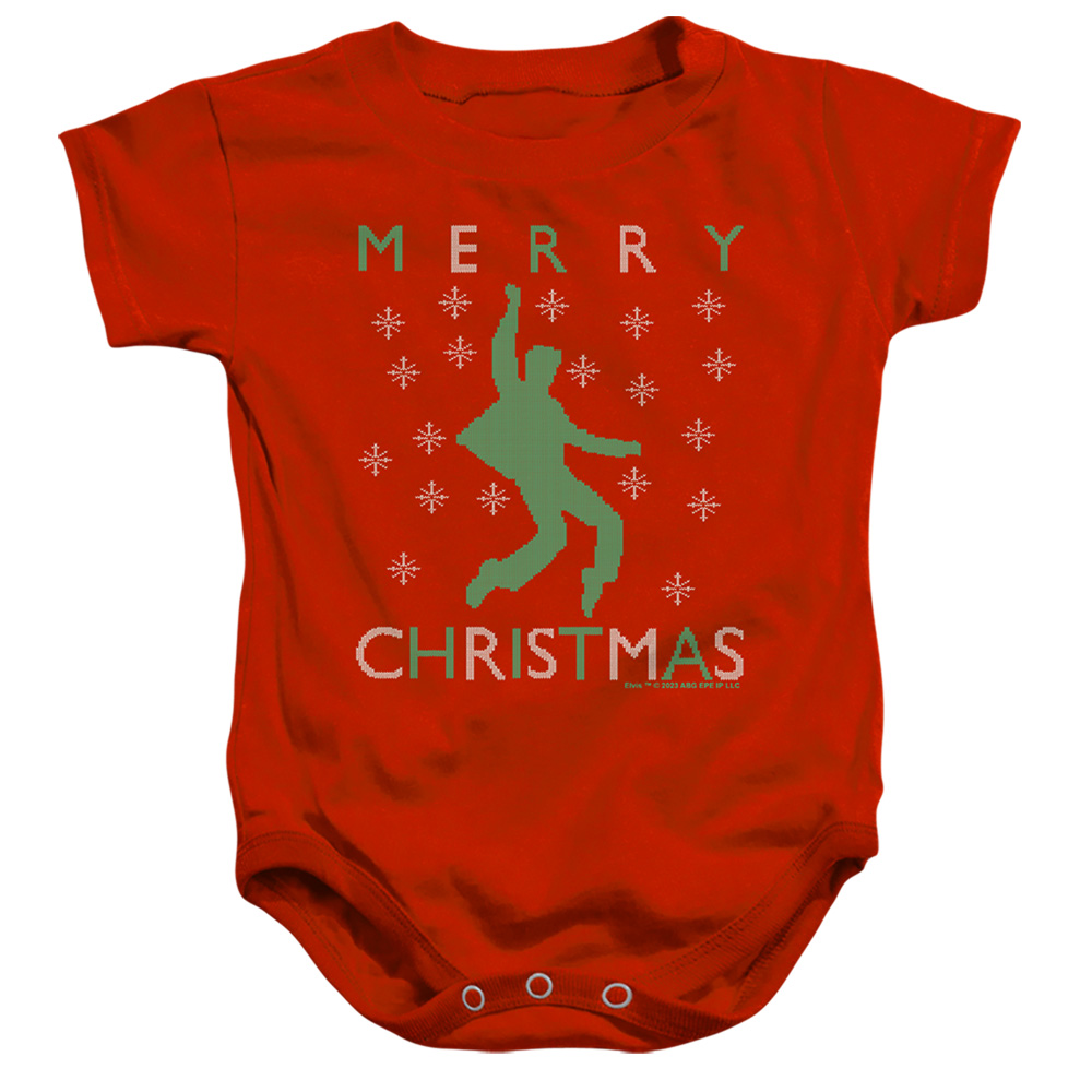 ELV1069-SS-2 Elvis Dancing Ugly Christmas Infant Snapsuit, Red - Medium - 12 Month