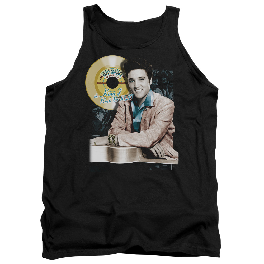 ELV152-TK-2 Elvis Presley Gold Record Adult Tank Top, Black - Medium