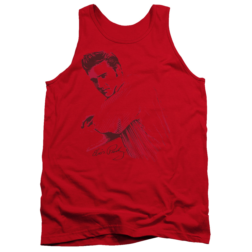 ELV382-TK-2 Elvis Presley on the Range Adult Tank Top, Red - Medium