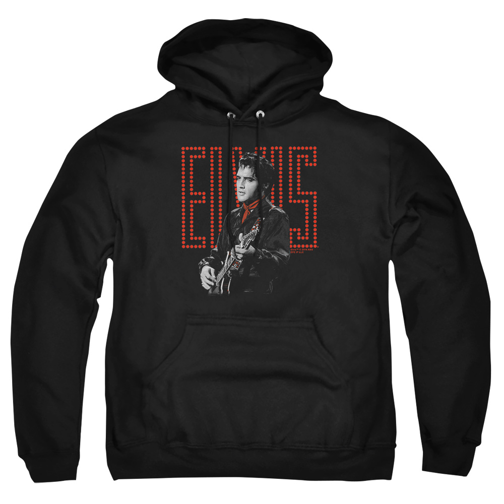 ELV416-AFTH-2 Elvis Presley Red Guitarman Adult Pullover Hoodie, Black - Medium
