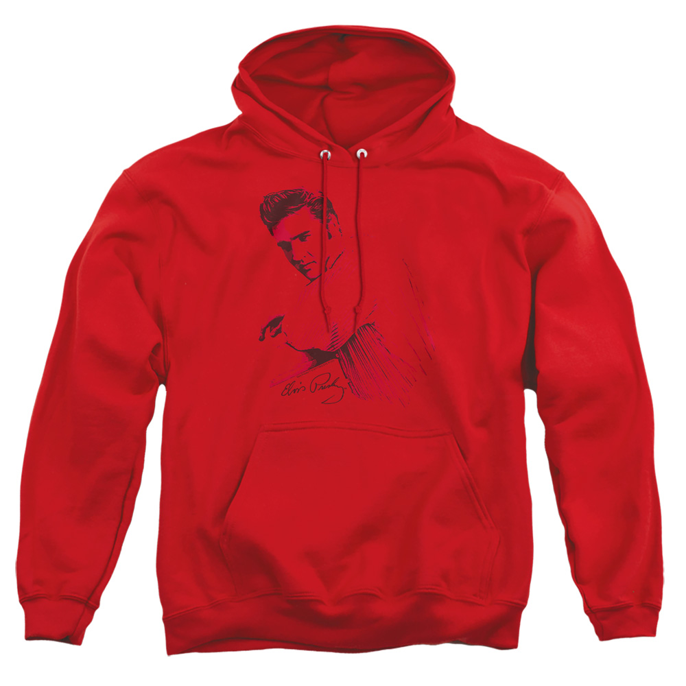 ELV382-AFTH-4 Elvis Presley on the Range Adult Pullover Hoodie, Red - Extra Large