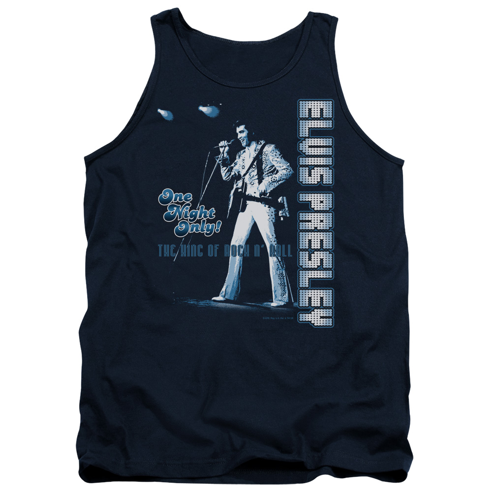 ELV606-TK-2 Elvis Presley One Night Only Adult Tank Top, Navy - Medium