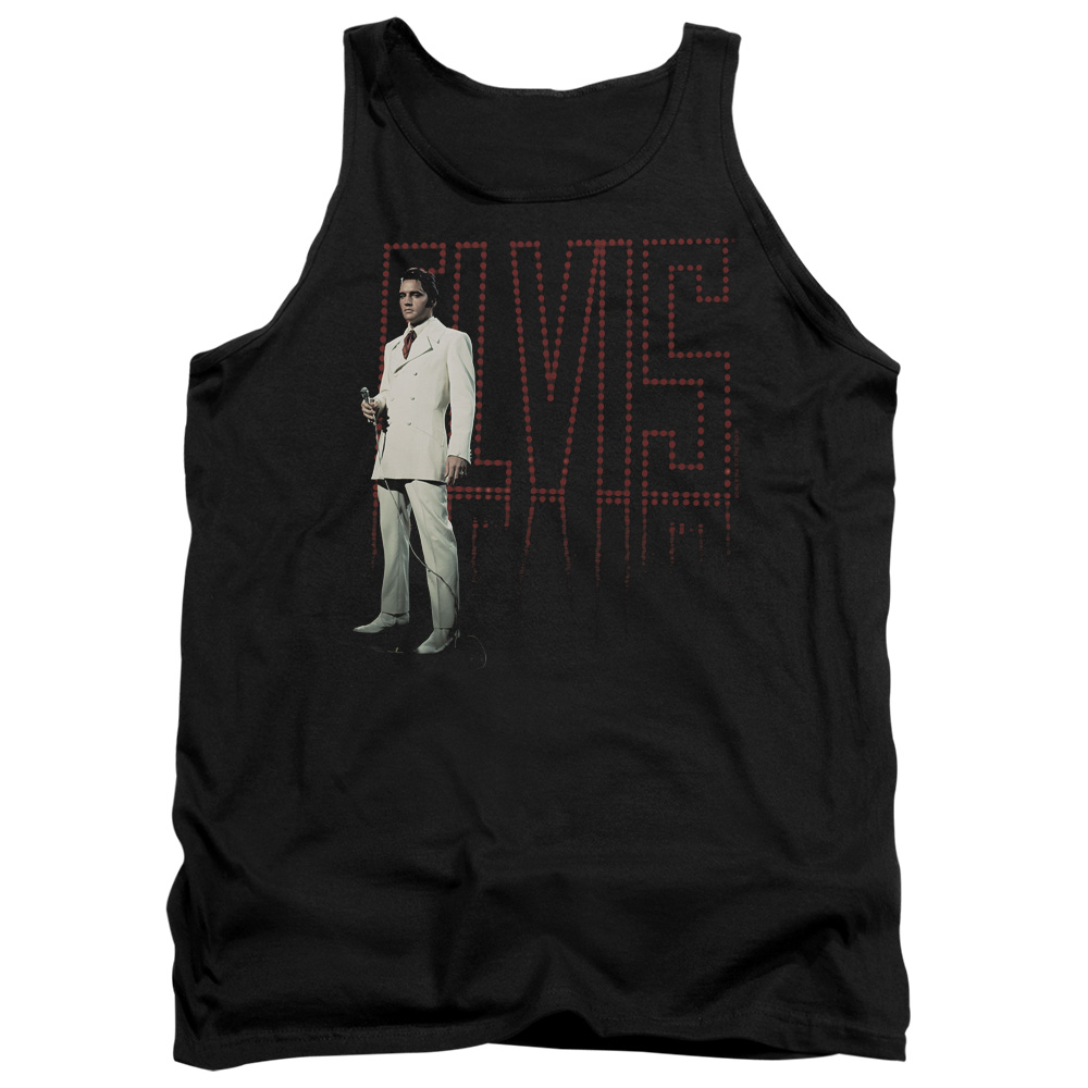 ELV608-TK-2 Elvis Presley White Suit Adult Tank Top, Black - Medium