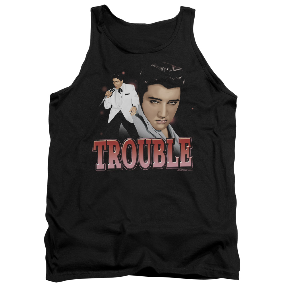 ELV704-TK-2 Elvis Presley Trouble Adult Tank Top, Black - Medium