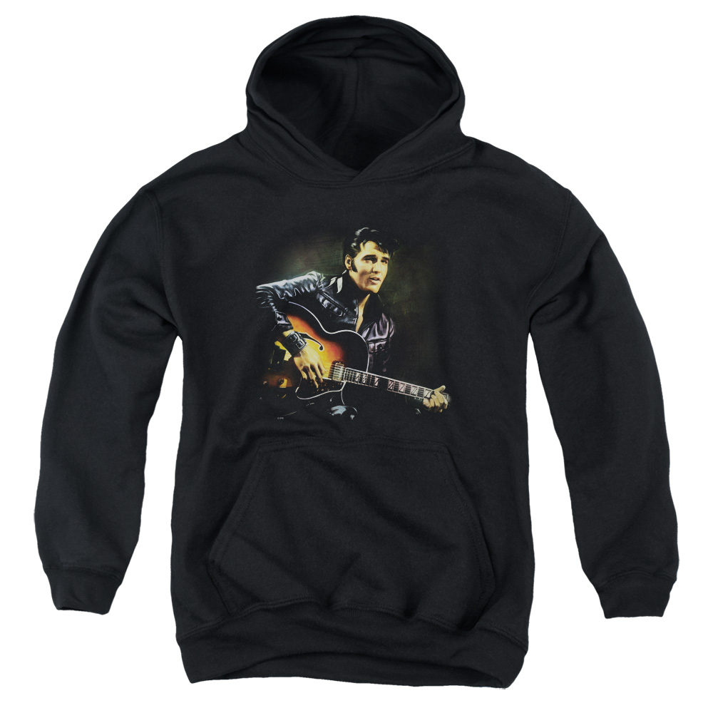 ELV726-YFTH-2 Elvis Presley 1968 Youth Hooded Sweatshirt, Black - Medium