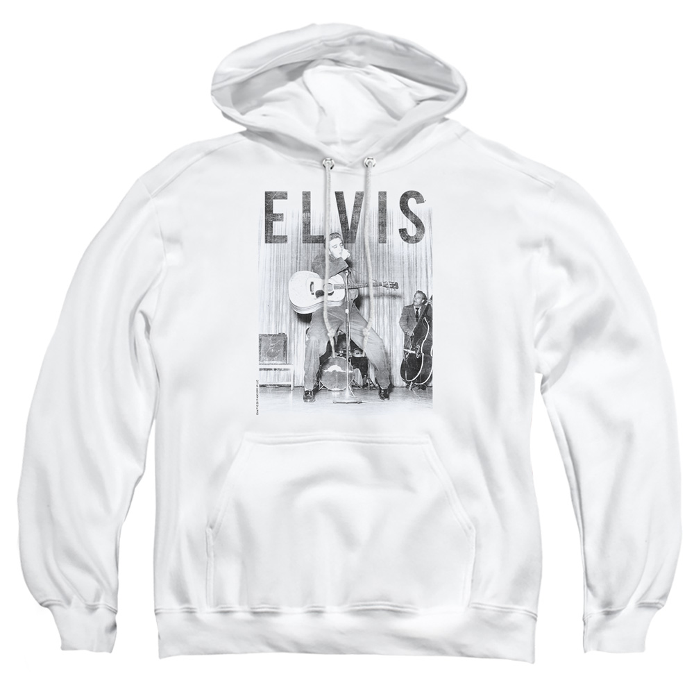 ELV804-AFTH-2 Elvis Presley with The Band Adult Pullover Hoodie, White - Medium