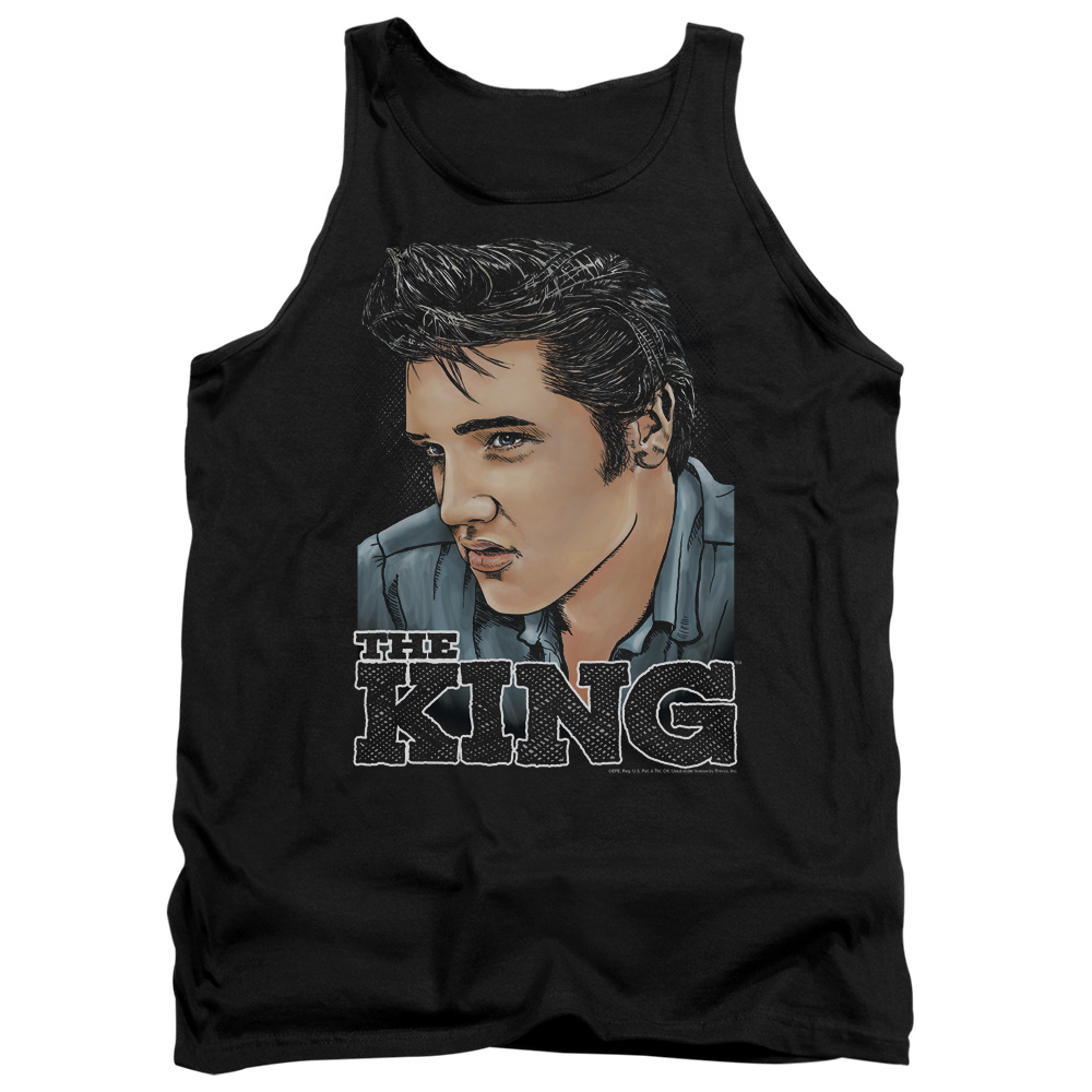ELV824-TK-2 Elvis Presley Graphic King Adult Tank Top, Black - Medium