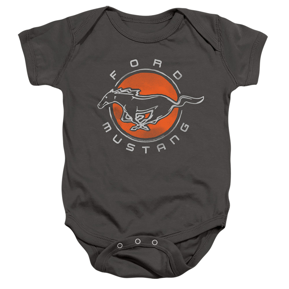 FORD133-SS-2 Ford Mustang Circle Infant Snapsuit, Charcoal - Medium - 12 Month