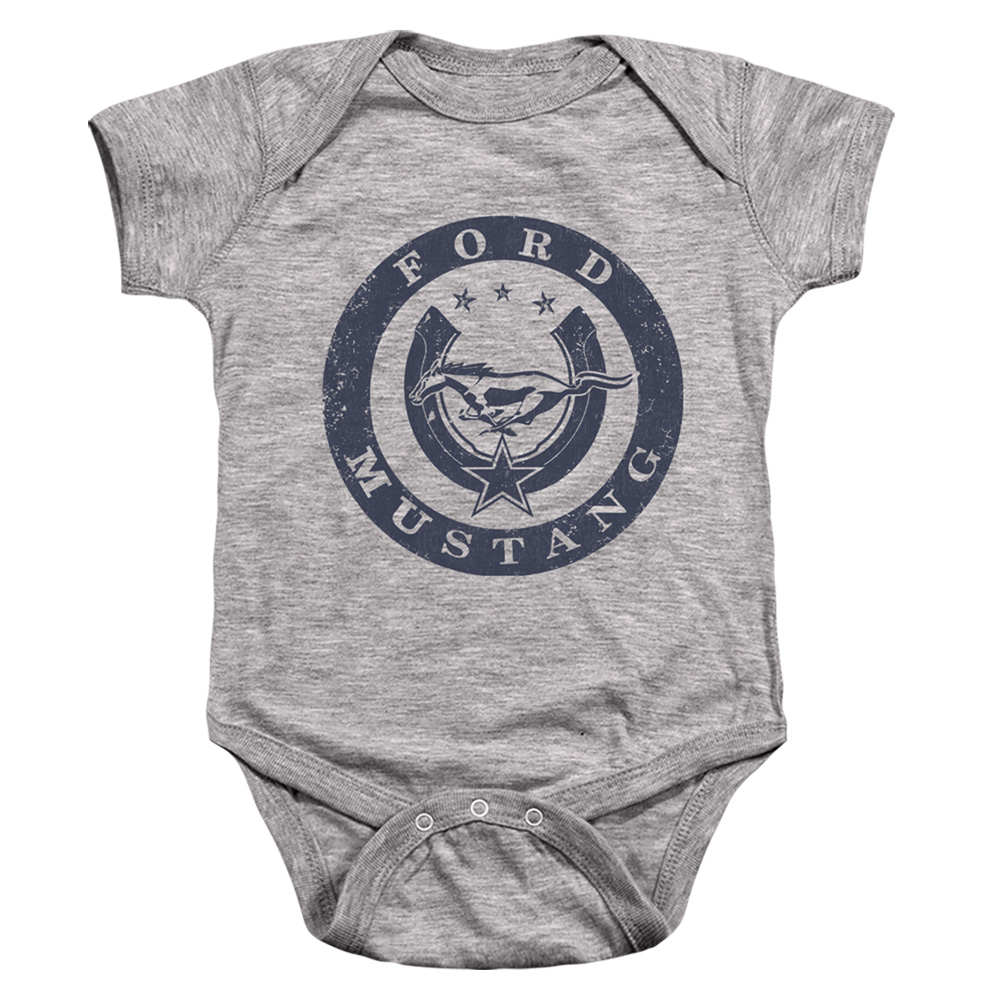 FORD183-SS-2 Ford Mustang Lucky Infant Snapsuit, Athletic Heather - Medium - 12 Month