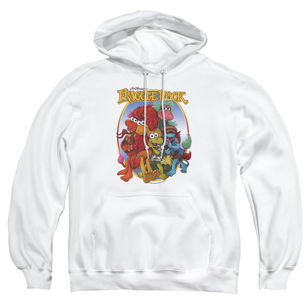 FR120-AFTH-2 Fraggle Rock Group Hug Adult Pullover Hoodie, White - Medium