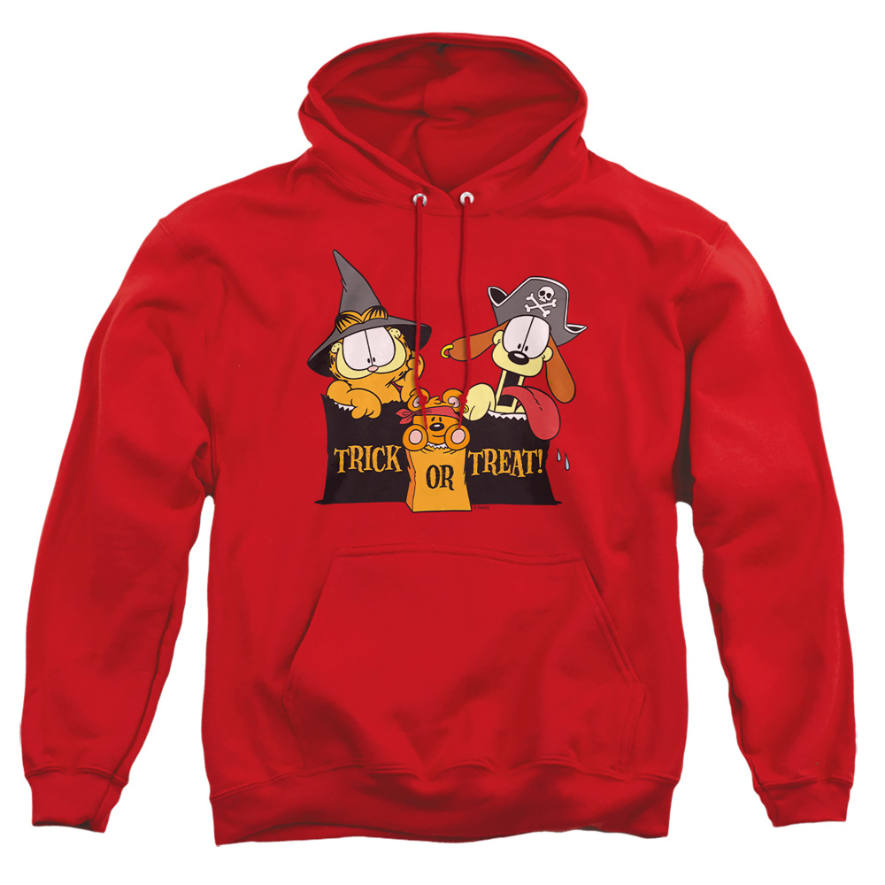 GAR315-AFTH-2 Garfield Trick or Treat Adult Pullover Hoodie, Red - Medium