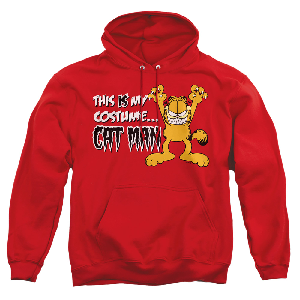 GAR302-AFTH-5 Garfield Cat Man Adult Pullover Hoodie, Red - 2X