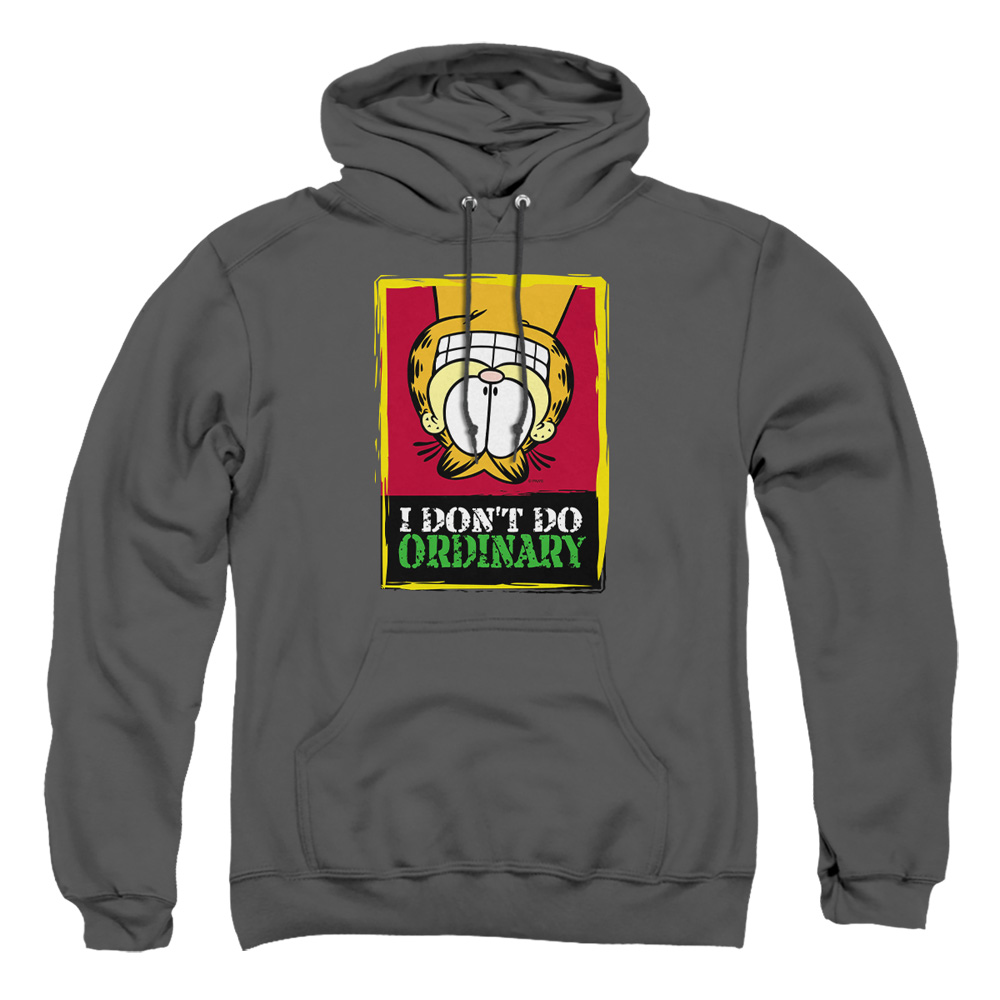 GAR339-AFTH-5 Garfield I Dont Do Ordinary Adult Pullover Hoodie, Charcoal - 2X