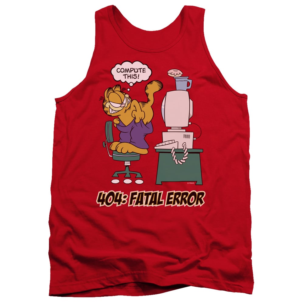 GAR266-TK-4 Garfield Compute This Adult Tank Top, Red - Extra Large