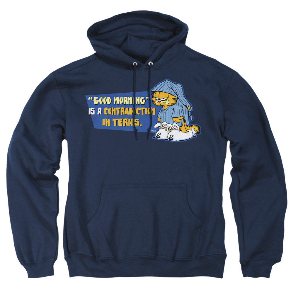 GAR337-AFTH-2 Garfield Contradicition in Terms Adult Pullover Hoodie, Navy - Medium