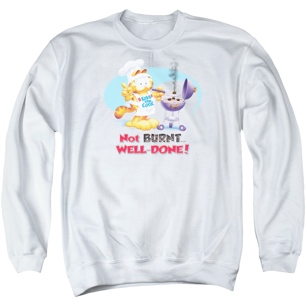 GAR344-AS-2 Garfield Well Done Adult Crewneck Sweatshirt, White - Medium
