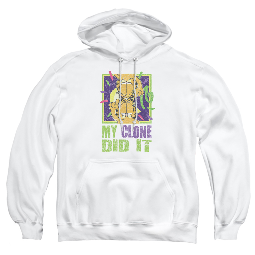 GAR488-AFTH-4 Garfield My Clone Did it Adult Pullover Hoodie, White - Extra Large