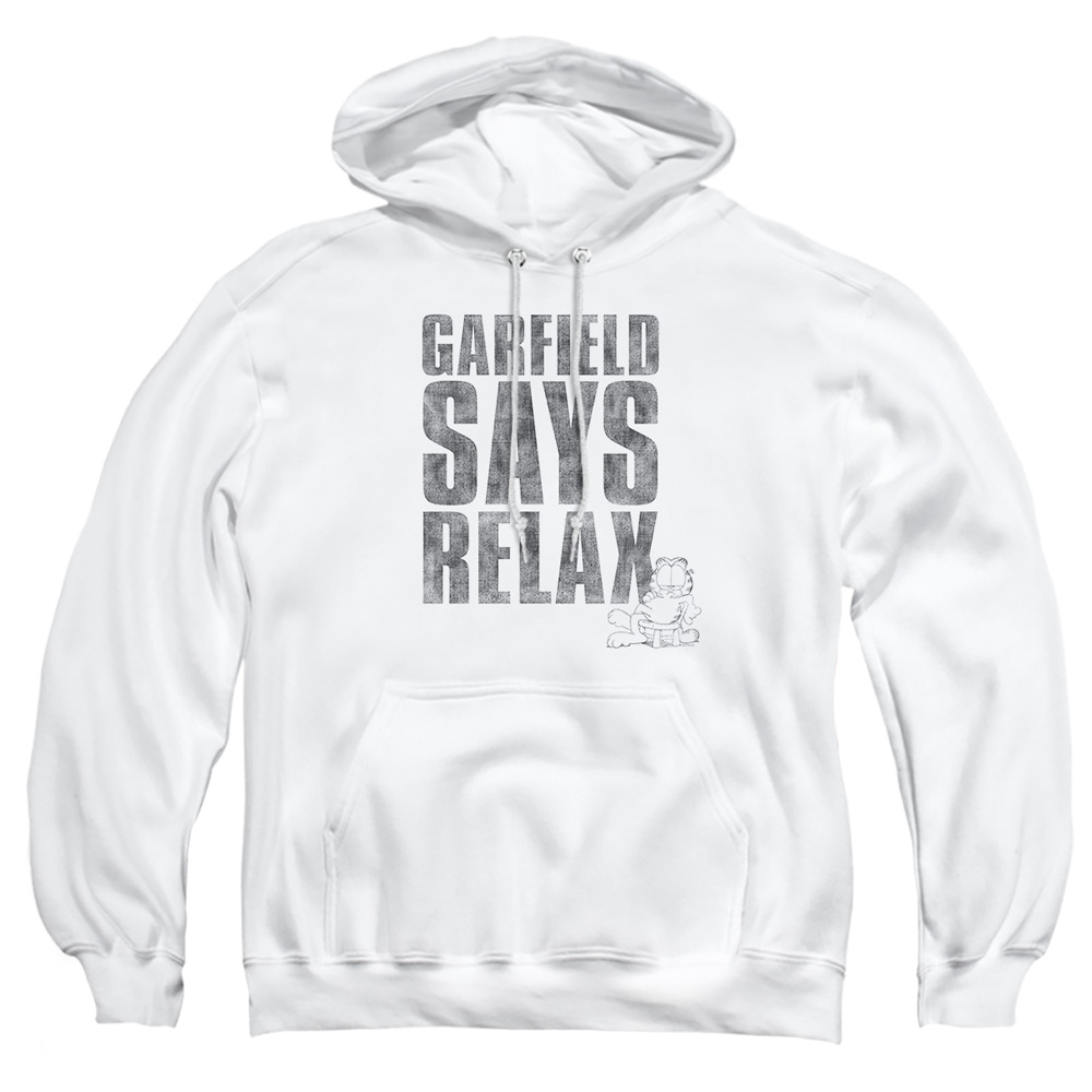 GAR497-AFTH-4 Garfield Relax Adult Pullover Hoodie, White - Extra Large