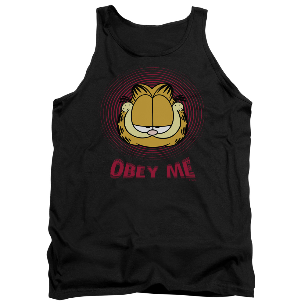 GAR338-TK-2 Garfield Obey Me Adult Tank Top, Black - Medium