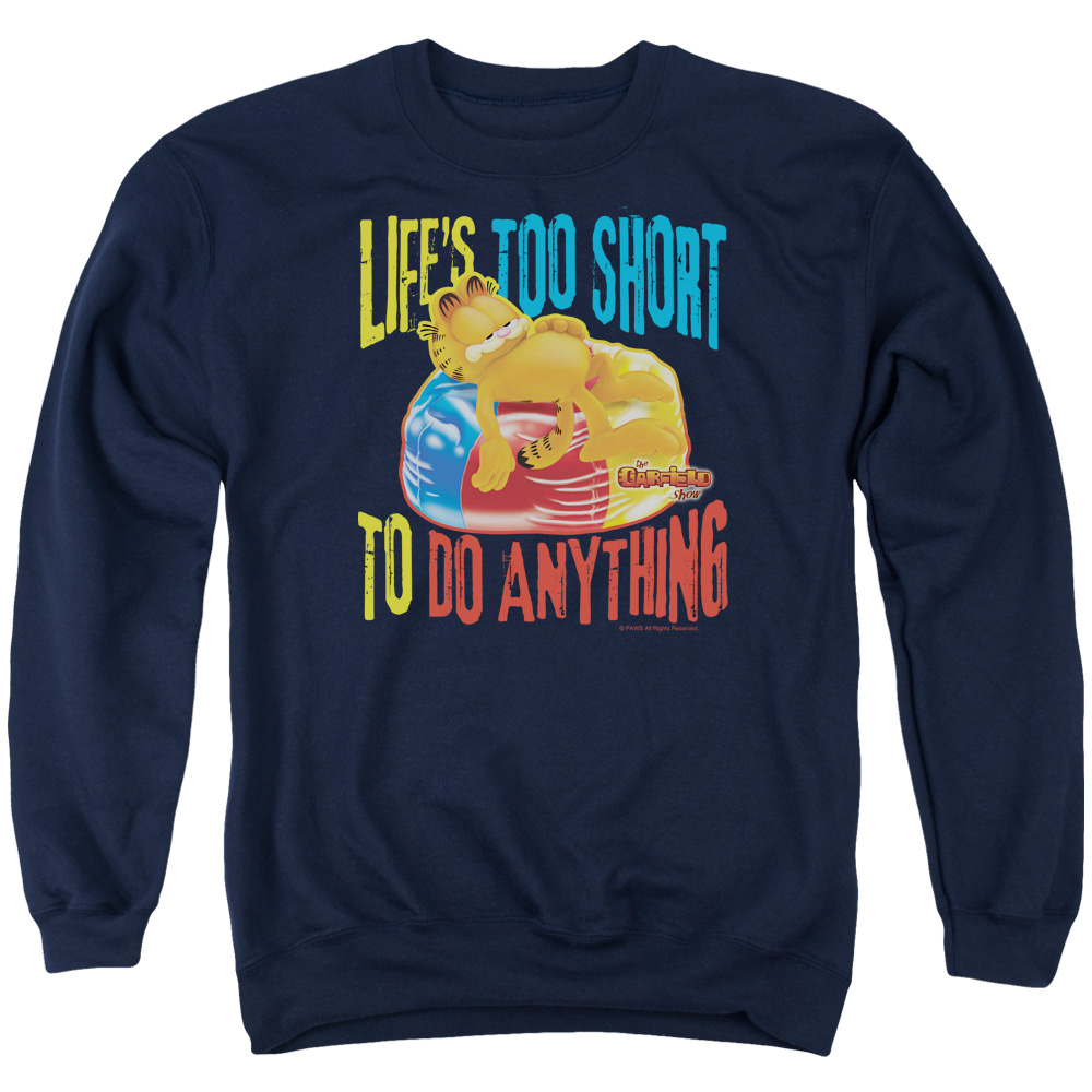 GAR466-AS-4 Garfield Too Short Adult Crewneck Sweatshirt, Navy - Extra Large