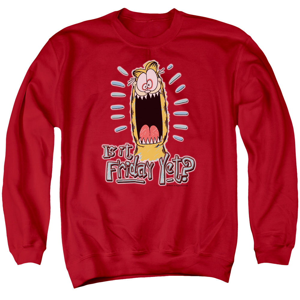 GAR468-AS-1 Garfield Friday Adult Crewneck Sweatshirt, Red - Small