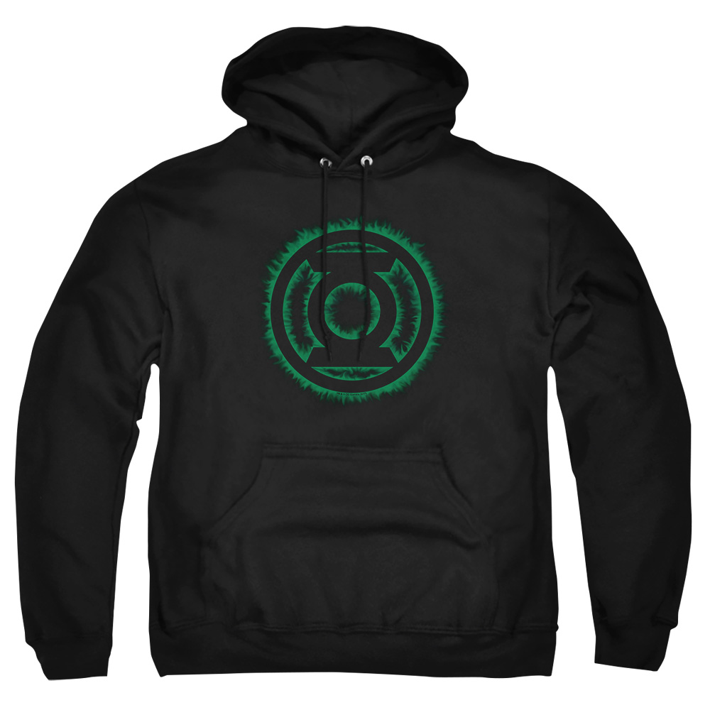 GL111-AFTH-7 Green Lantern Flame Logo Adult Pullover Hoodie, Black - 4X