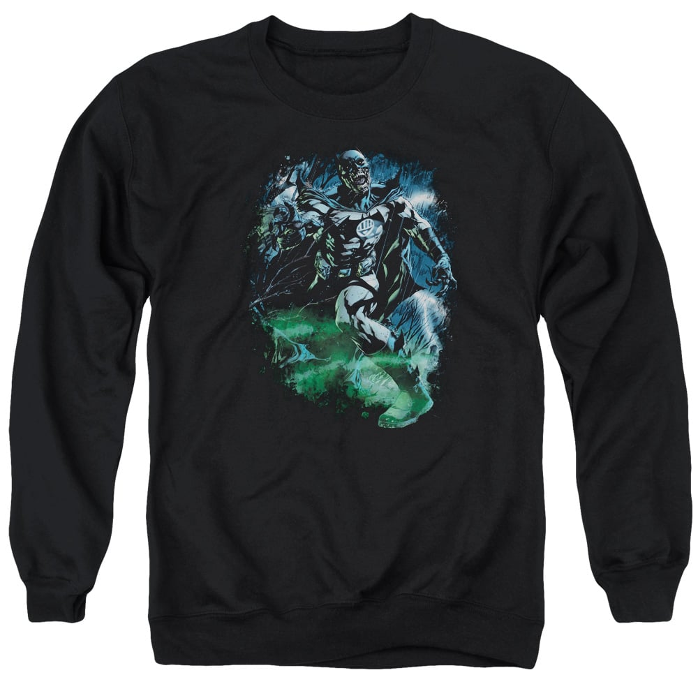 GL239-AS-5 Green Lantern Black Batman Adult Crewneck Sweatshirt, Black - 2X
