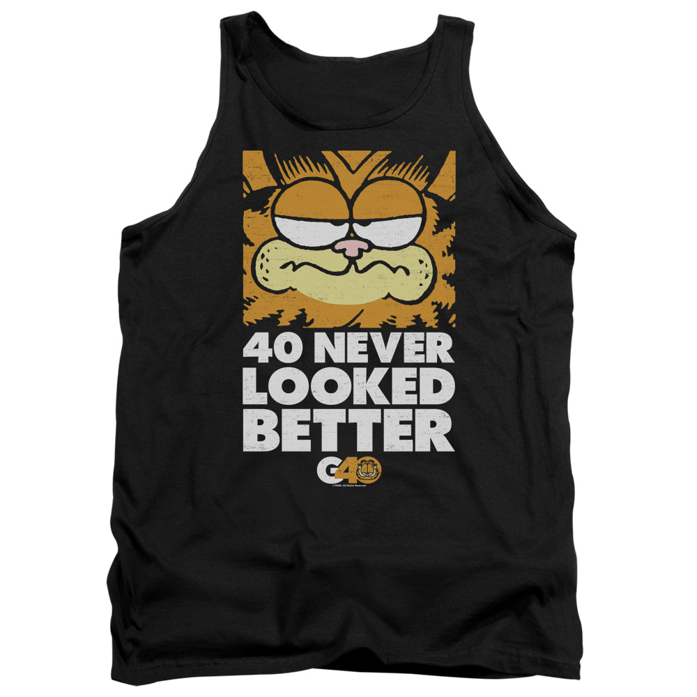 GAR571-TK-2 Garfield 40 Looks Adult Tank Top, Black - Medium