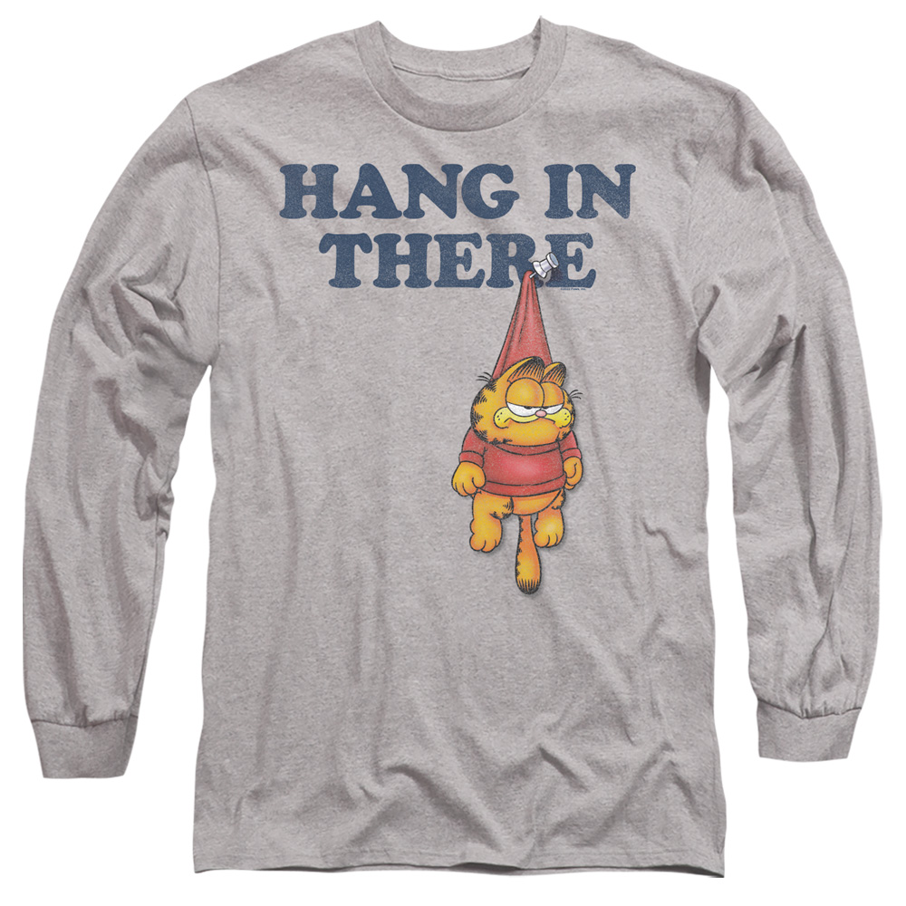 GAR715-AL-5 Garfield Hang in There Adult Long Sleeve T-Shirt, Athletic Heather - 2X