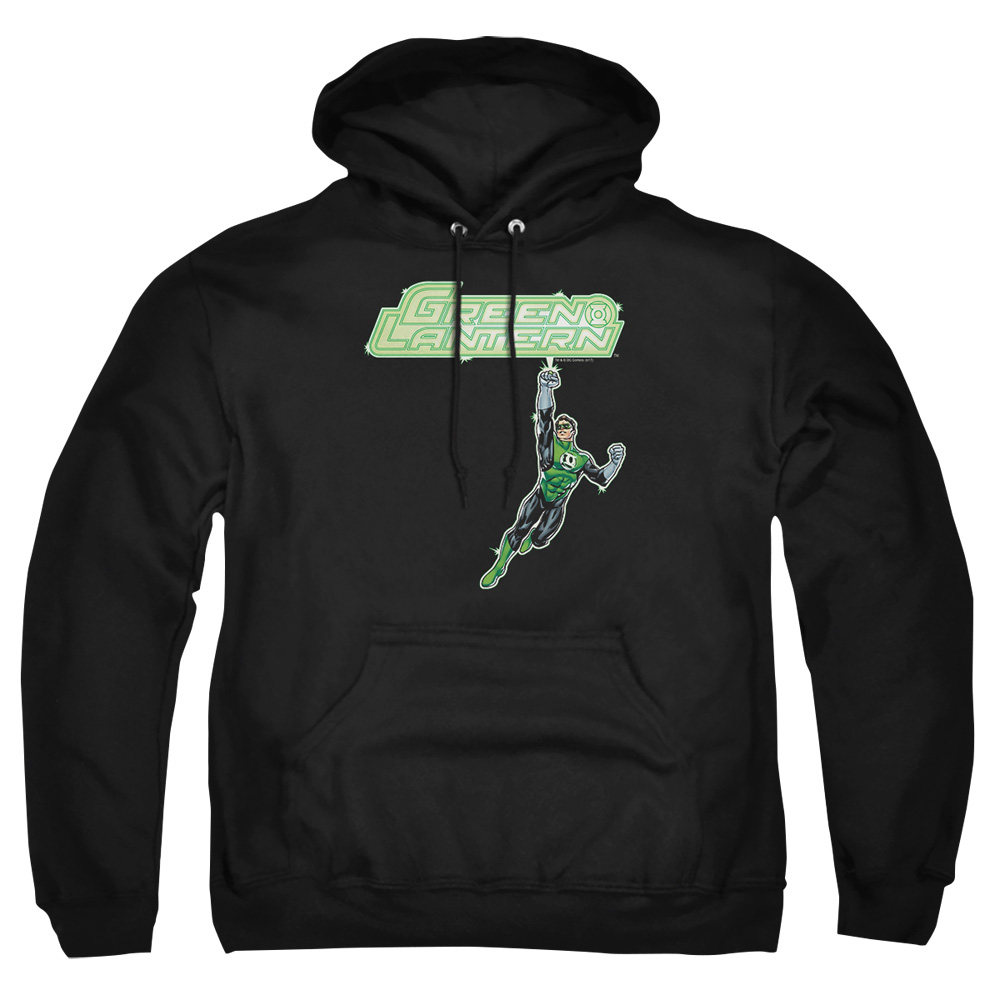 GL113-AFTH-7 Green Lantern Energy Construct Logo Adult Pullover Hoodie, Black - 4X