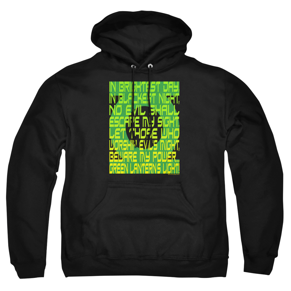 GL209-AFTH-7 Green Lantern Oath Adult Pullover Hoodie, Black - 4X