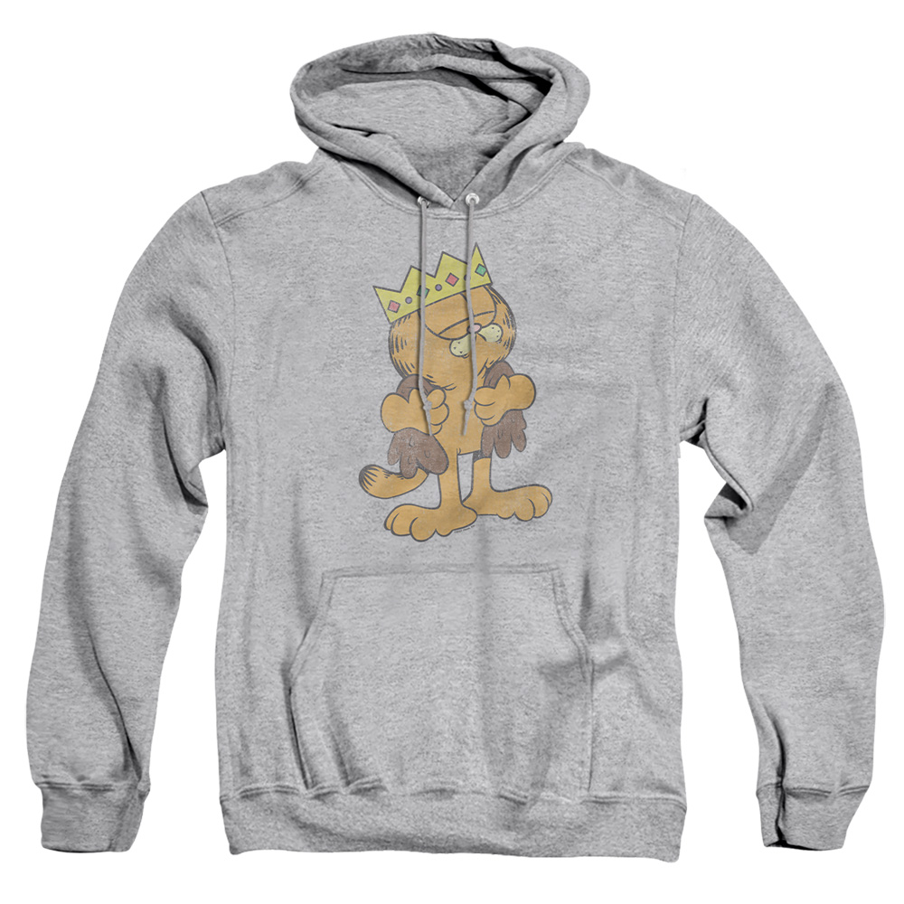 GAR719-AFTH-3 Garfield King Adult Pullover Hoodie, Athletic Heather - Large