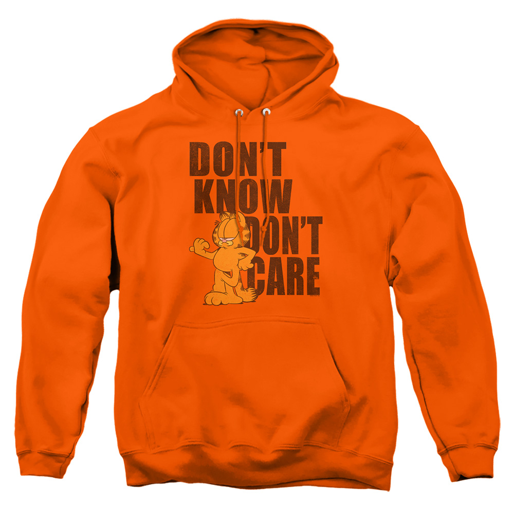 GAR723-AFTH-2 Garfield Dont Know Dont Care Adult Pullover Hoodie, Orange - Medium