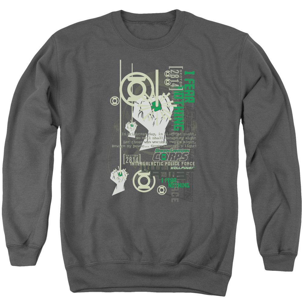 GL221-AS-2 Green Lantern Core Strength Adult Crewneck Sweatshirt, Charcoal - Medium